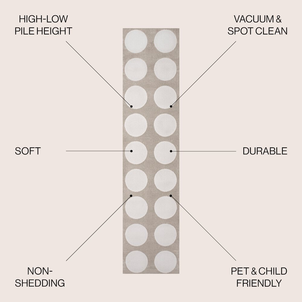 Adrian Modern Geometric Circle Dot High-Low Area Rug