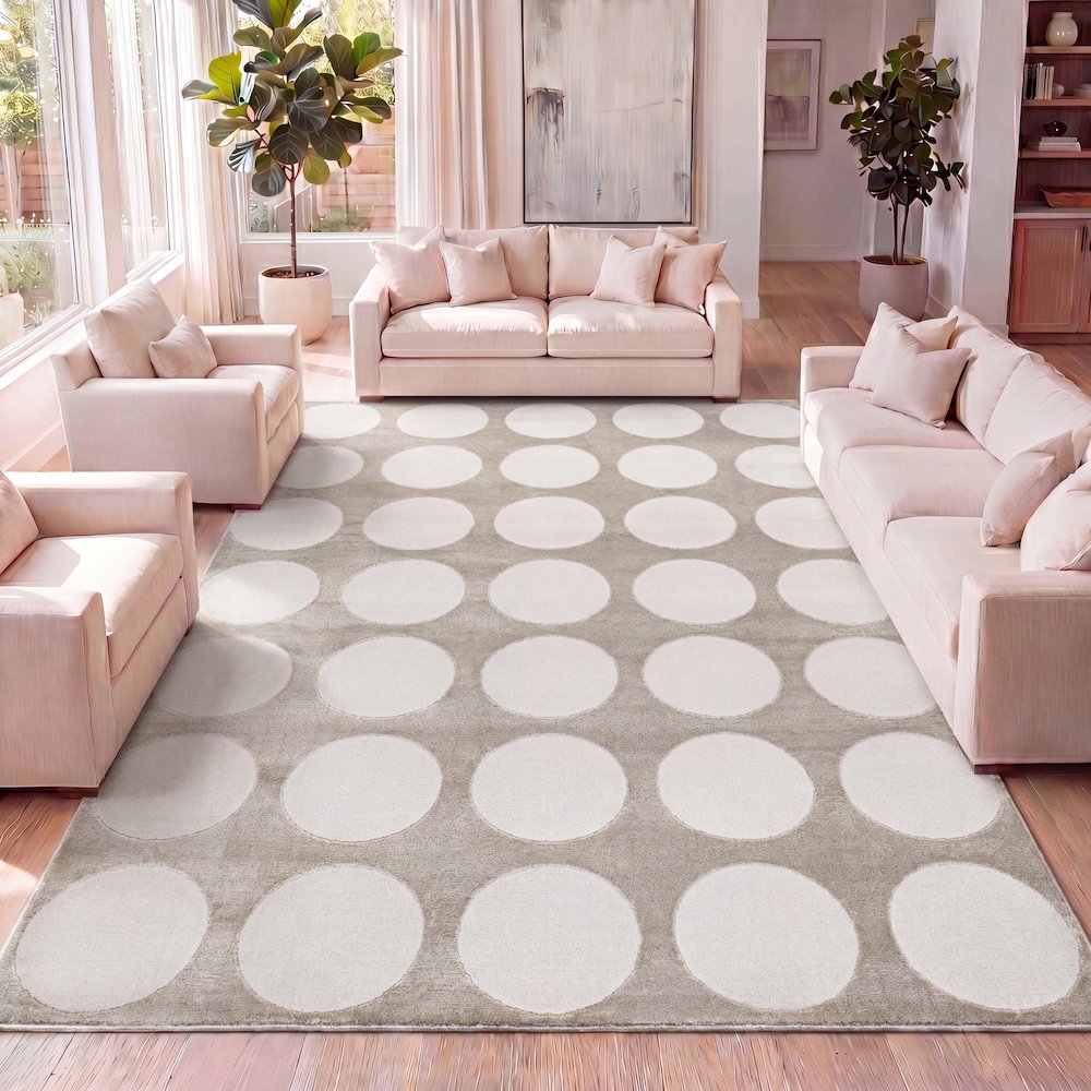 Adrian Modern Geometric Circle Dot High-Low Area Rug