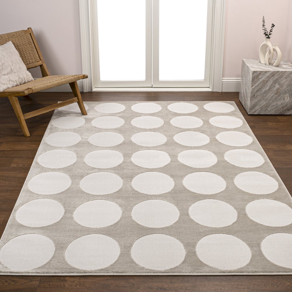 Adrian Modern Geometric Circle Dot High-Low Area Rug