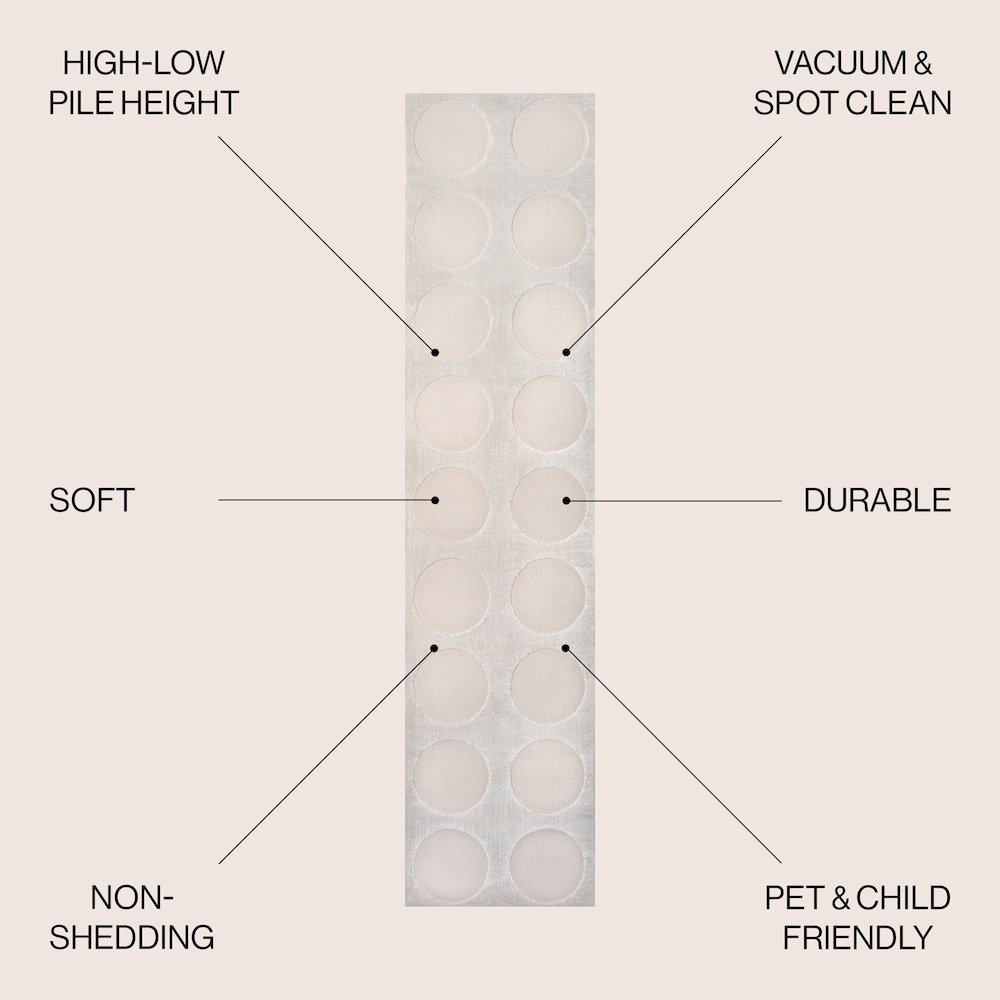 Adrian Modern Geometric Circle Dot High-Low Area Rug