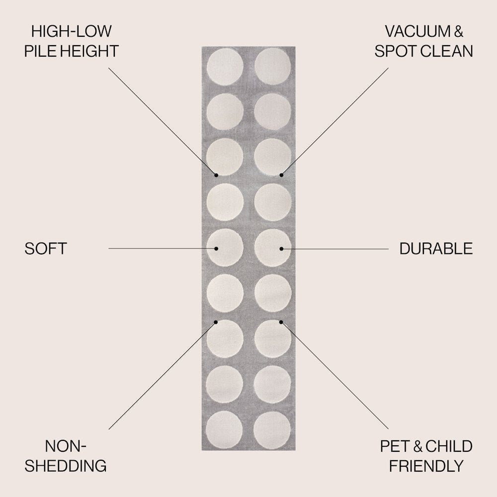 Adrian Modern Geometric Circle Dot High-Low Area Rug