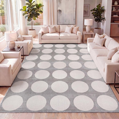 Adrian Modern Geometric Circle Dot High-Low Area Rug