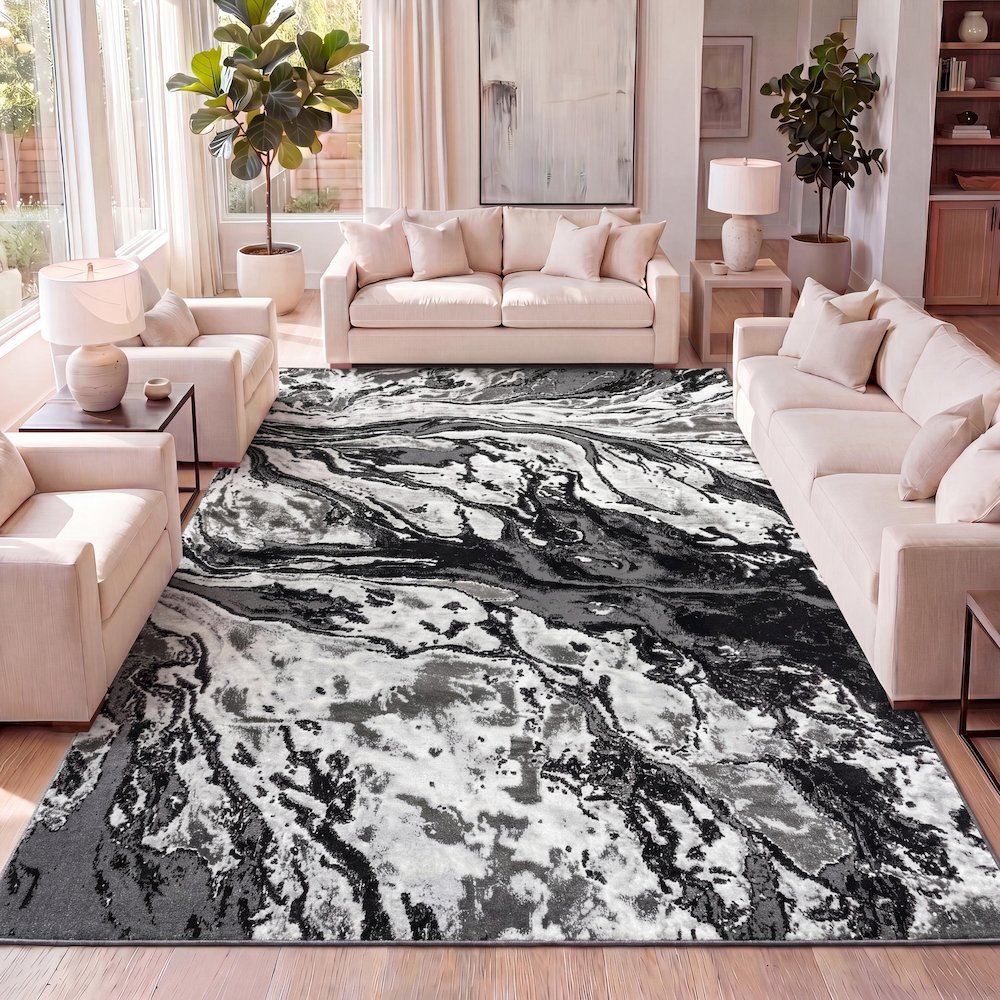 Swirl Marbled Abstract Area Rug