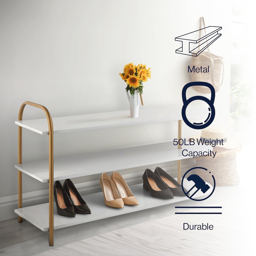 Modern 9-Pair 3-Tier Iron Curved Decker Shoe Rack