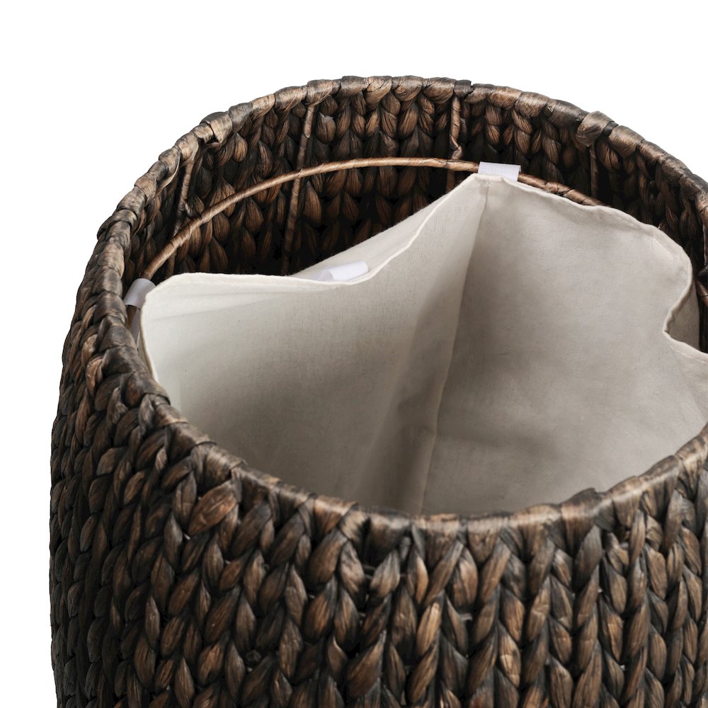 Colt Coastal Bohemian Handwoven Hyacinth Barrel Storage Stool with Lid, Black