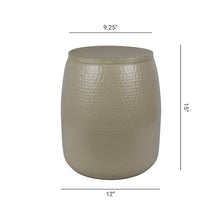 Merida 15" Modern Rustic Hammered Metal Drum Storage Side Table with Lid, Almond