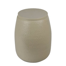 Merida 15" Modern Rustic Hammered Metal Drum Storage Side Table with Lid, Almond