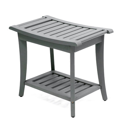 Tucker Modern 22" Gray Acacia Wood Shower Bench with Storage Shelf