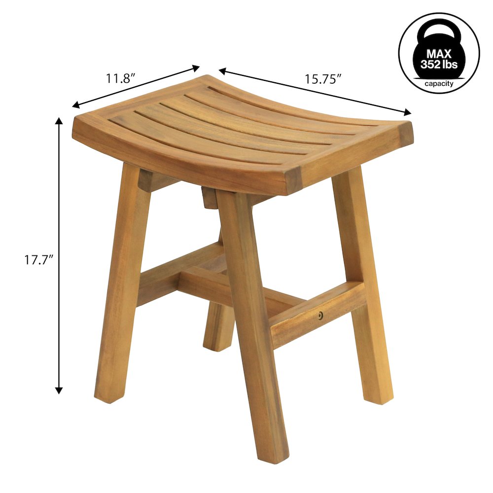 Tamlyn Modern Solid Acacia Wood Shower Stool