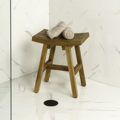 Tamlyn Modern Solid Acacia Wood Shower Stool