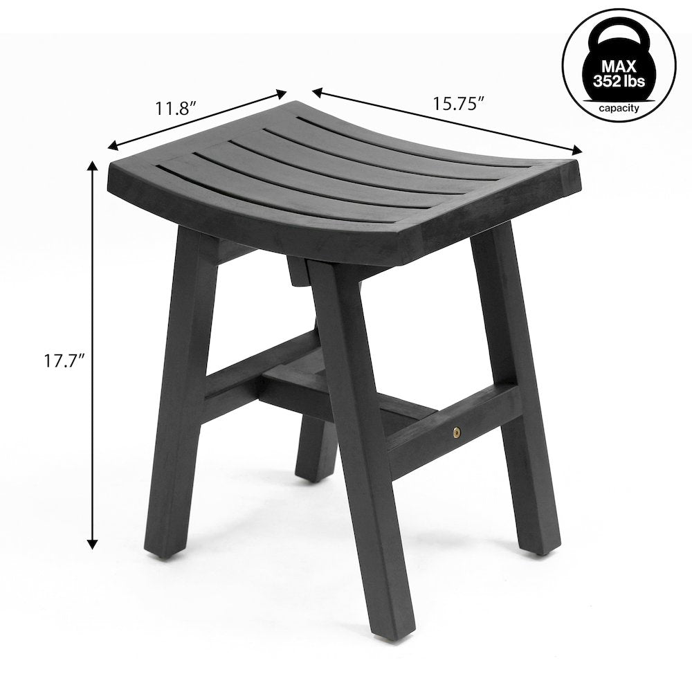 Tamlyn Modern Solid Acacia Wood Shower Stool
