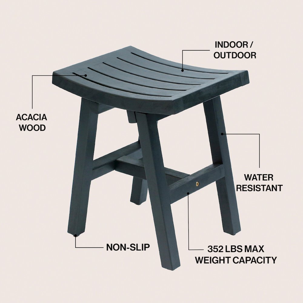 Tamlyn Modern Solid Acacia Wood Shower Stool
