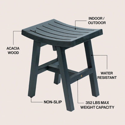 Tamlyn Modern Solid Acacia Wood Shower Stool