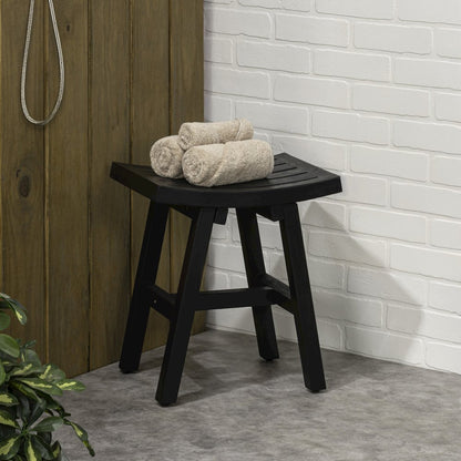 Tamlyn Modern Solid Acacia Wood Shower Stool