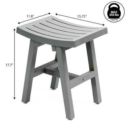 Tamlyn Modern Solid Acacia Wood Shower Stool