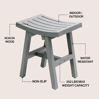 Tamlyn Modern Solid Acacia Wood Shower Stool