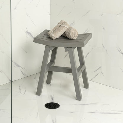 Tamlyn Modern Solid Acacia Wood Shower Stool