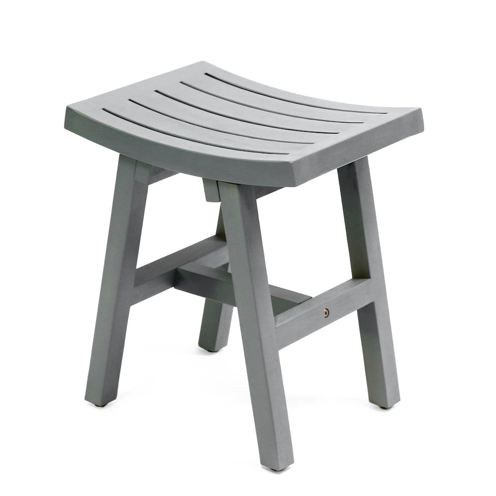 Tamlyn Modern Solid Acacia Wood Shower Stool