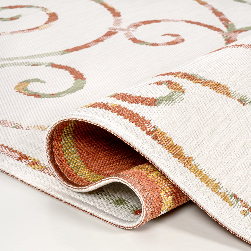 Cottage Filigree Scroll Reversible Machine-Washable Indoor/Outdoor Runner Rug