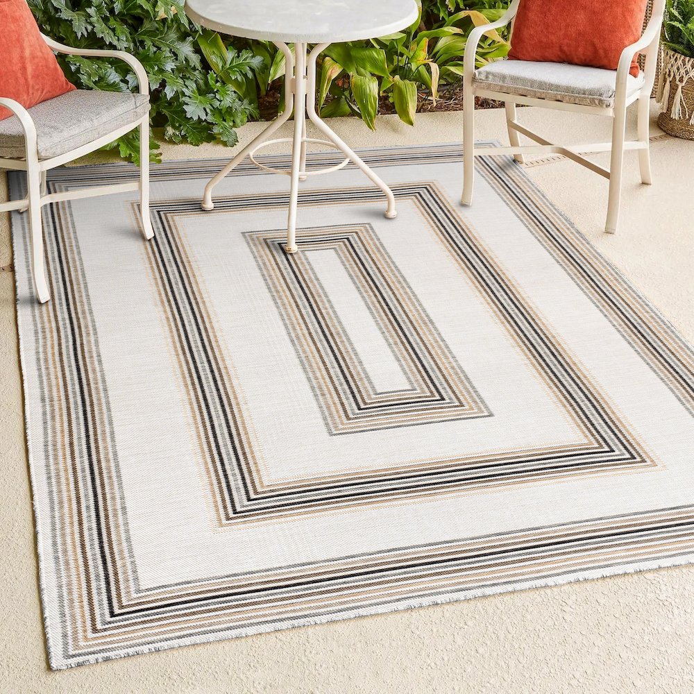 Nautical Mitre Stripe Reversible Machine-Washable Indoor/Outdoor Runner Rug