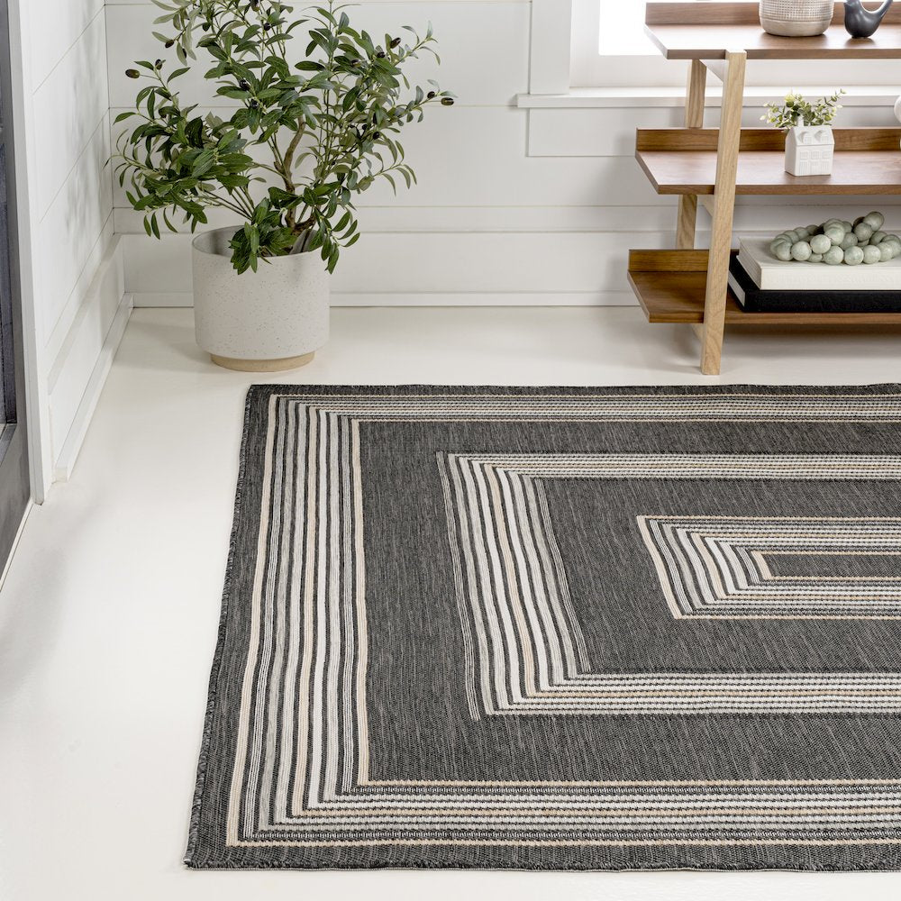 Nautical Mitre Stripe Reversible Machine-Washable Indoor/Outdoor Runner Rug