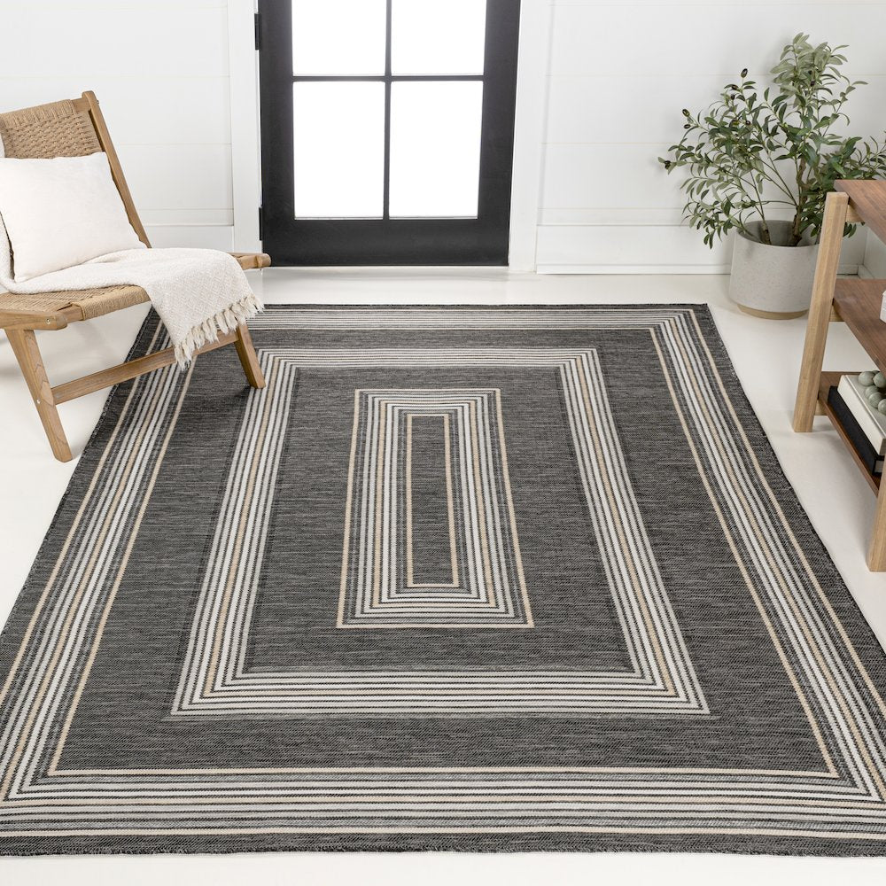 Nautical Mitre Stripe Reversible Machine-Washable Indoor/Outdoor Runner Rug