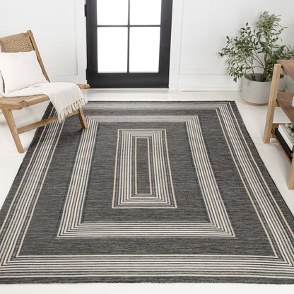 Nautical Mitre Stripe Reversible Machine-Washable Indoor/Outdoor Runner Rug