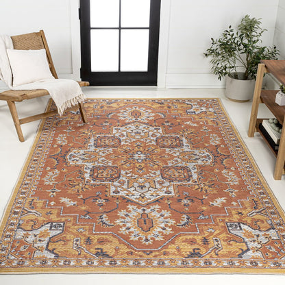 Medallion Reversible Machine-Washable Indoor/Outdoor Runner Rug