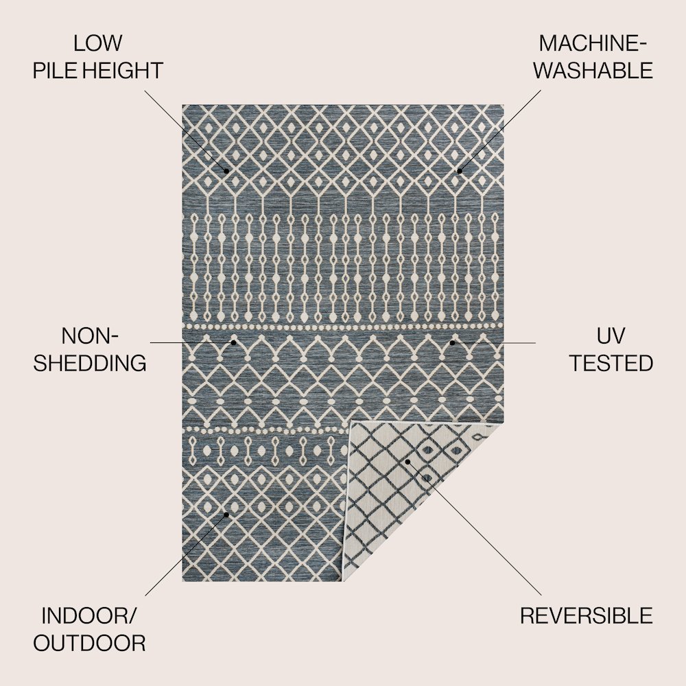 Geometric Moroccan Reversible Machine-Washable Indoor/Outdoor Area Rug