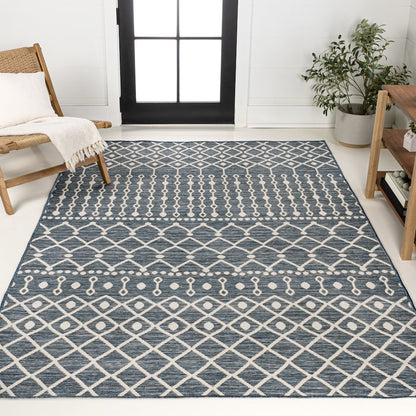 Geometric Moroccan Reversible Machine-Washable Indoor/Outdoor Area Rug