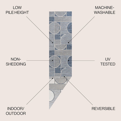 Geometric Lines Reversible Machine-Washable Indoor/Outdoor Area Rug