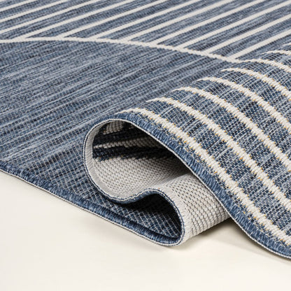 Geometric Lines Reversible Machine-Washable Indoor/Outdoor Area Rug