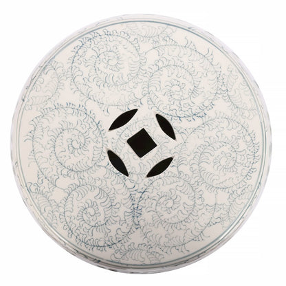 Double Happiness 18" Traditional Gray Blue and White Ceramic Garden Stool