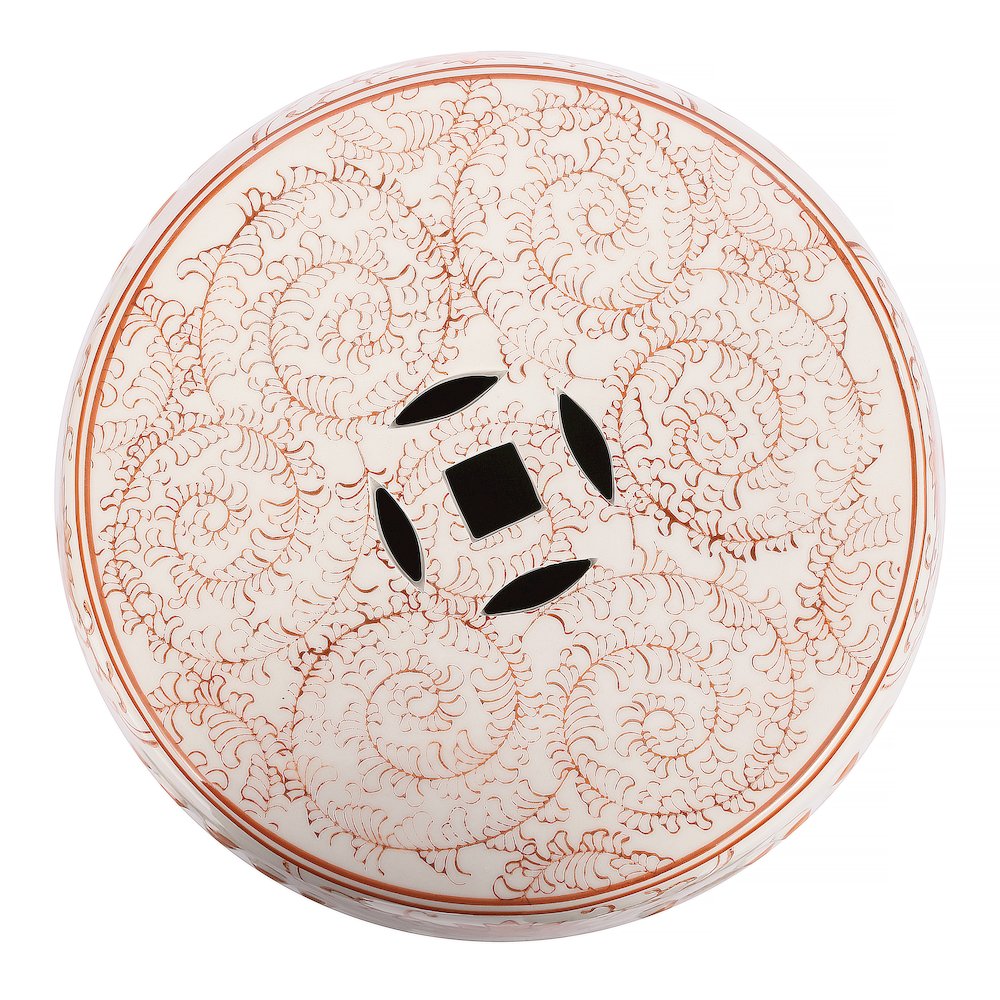 Double Happiness 18" Traditional Orange and White Ceramic Garden Stool