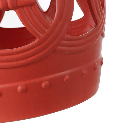 Lucky Coins 16" Matte Coral Ceramic Cutout Interlocking Rings Drum Garden Stool