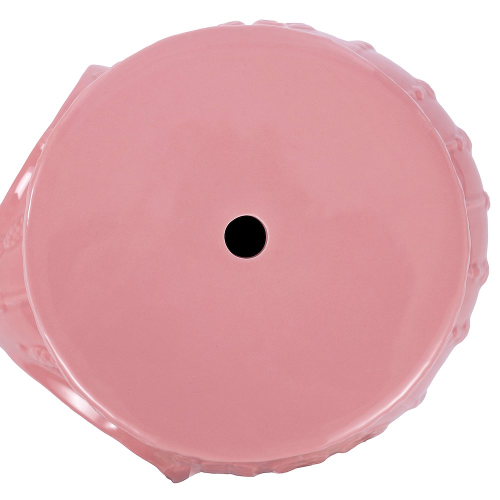Orla 18.5" Global Pink Glazed Ceramic Elephant Garden Stool