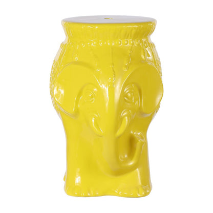 Orla 18.5" Global Yellow Glazed Ceramic Elephant Garden Stool
