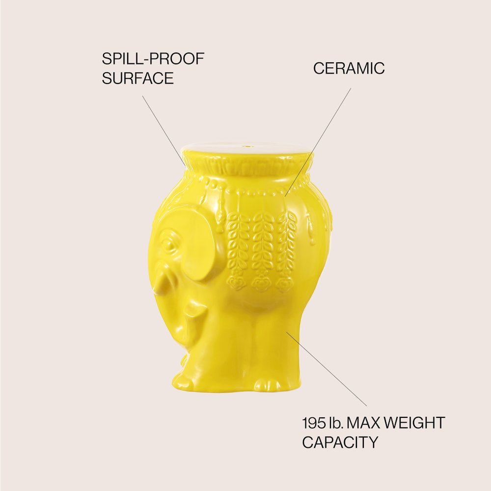 Orla 18.5" Global Yellow Glazed Ceramic Elephant Garden Stool