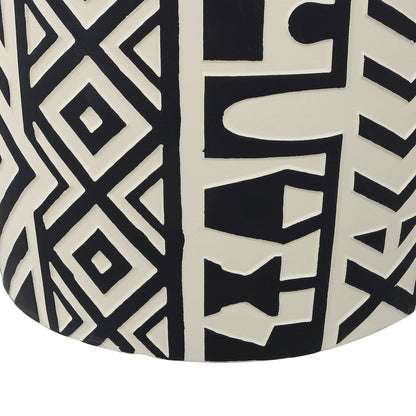 Rafi 17.75" Southwestern Distressed Black/Cream Concrete Geometric Garden Stool