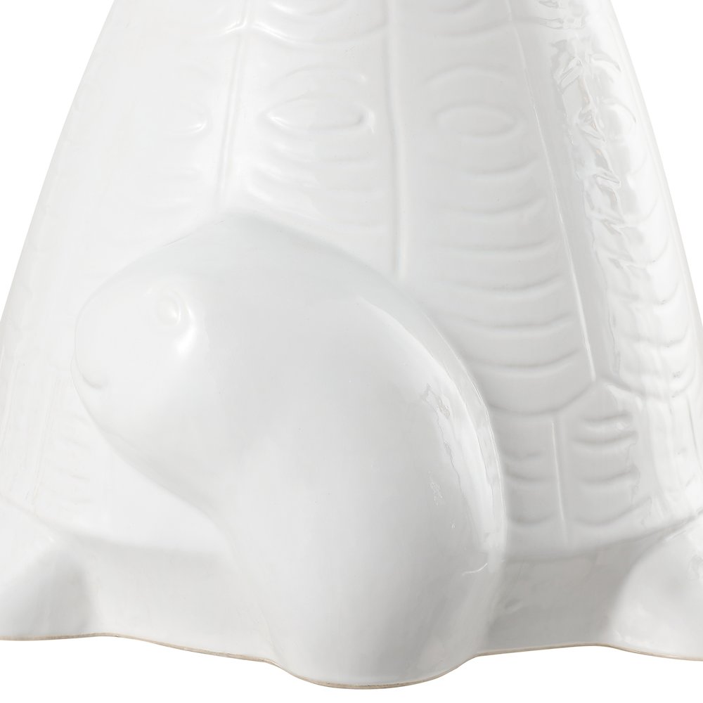 Caspian 15" Coastal White/Gold Ceramic Turtle Garden Stool