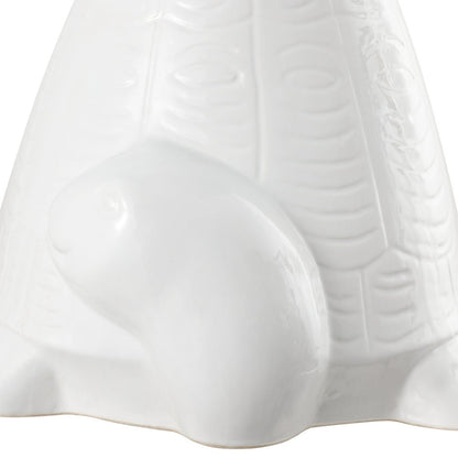 Caspian 15" Coastal White/Gold Ceramic Turtle Garden Stool