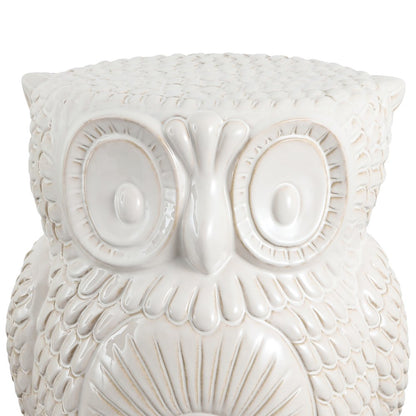 Millie 17.5" Cottage White Ceramic Owl Garden Stool