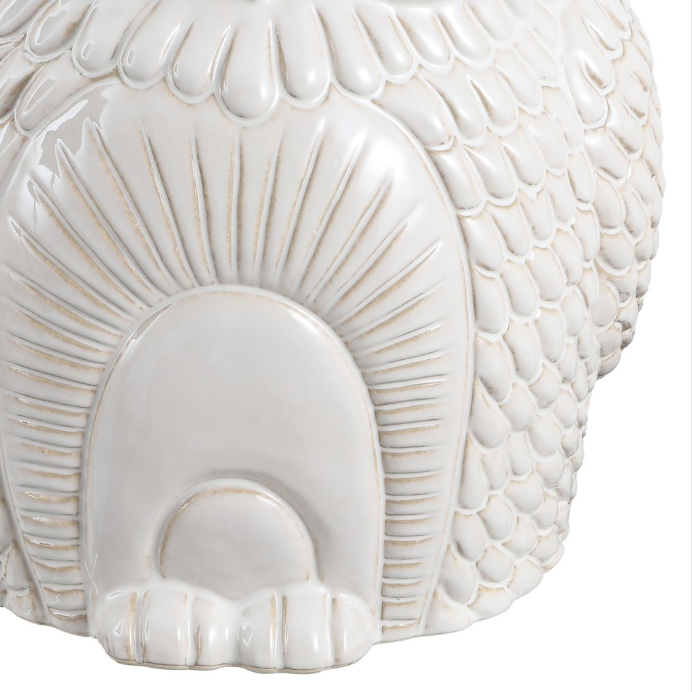 Millie 17.5" Cottage White Ceramic Owl Garden Stool