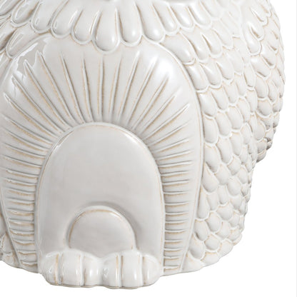 Millie 17.5" Cottage White Ceramic Owl Garden Stool