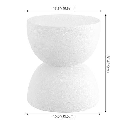 Greta 18" White Frosted Textured Hourglass Indoor/Outdoor Stool & Side Table