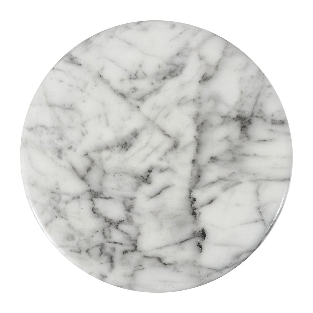 Troy 17" Modern White Faux Marble Cylinder Accent Table