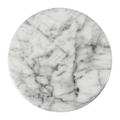 Troy 17" Modern White Faux Marble Cylinder Accent Table