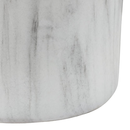 Troy 17" Modern White Faux Marble Cylinder Accent Table