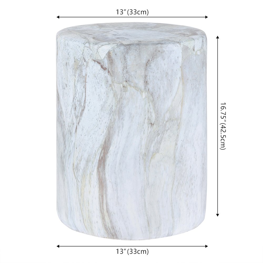 Troy 17" Modern Gray Faux Marble Cylinder Accent Table