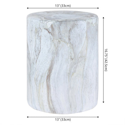 Troy 17" Modern Gray Faux Marble Cylinder Accent Table